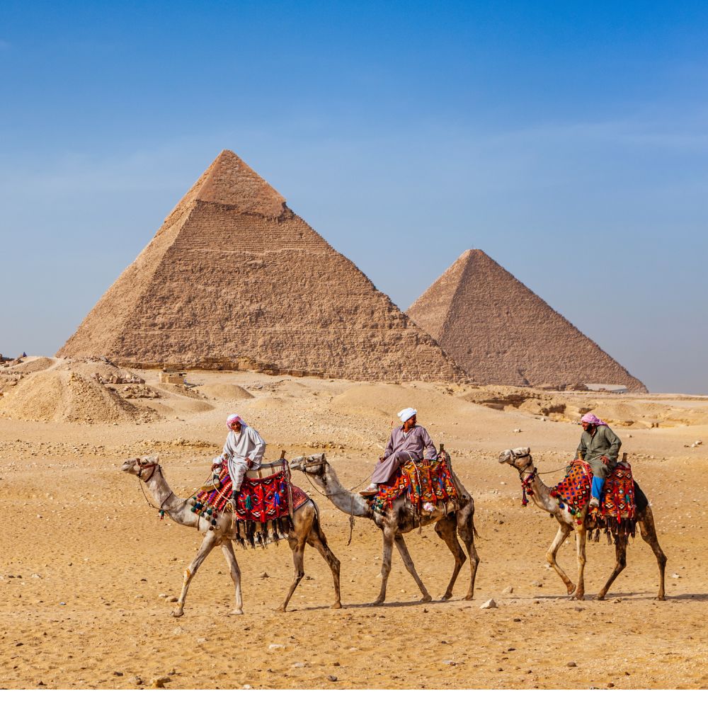 Visit the iconic Pyramids of Giza in Egypt